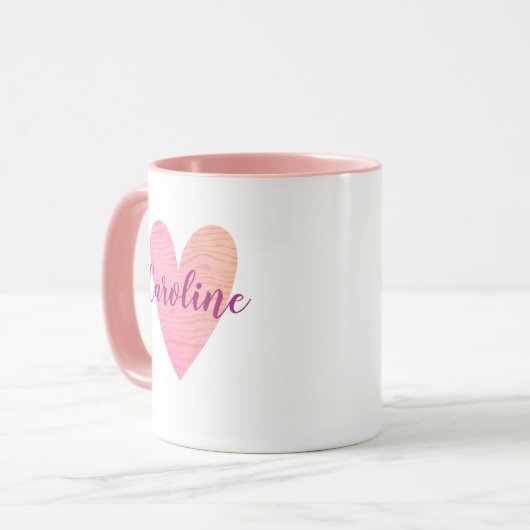 Personalisiertes Niedliches rosa Herz Tasse (Vorderseite Links)