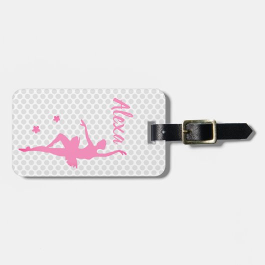 Personalisiertes Niedliches Rosa Kinder Ballerina Gepäckanhänger (Vorderseite horizontal)