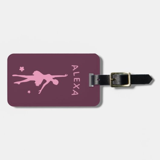 Personalisiertes Niedliches Rosa Kinder Ballerina Gepäckanhänger (Vorderseite horizontal)