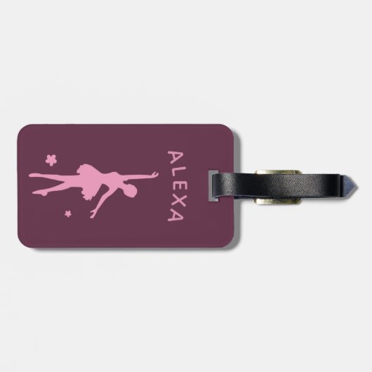 Personalisiertes Niedliches Rosa Kinder Ballerina Gepäckanhänger (Rückseite horizontal)