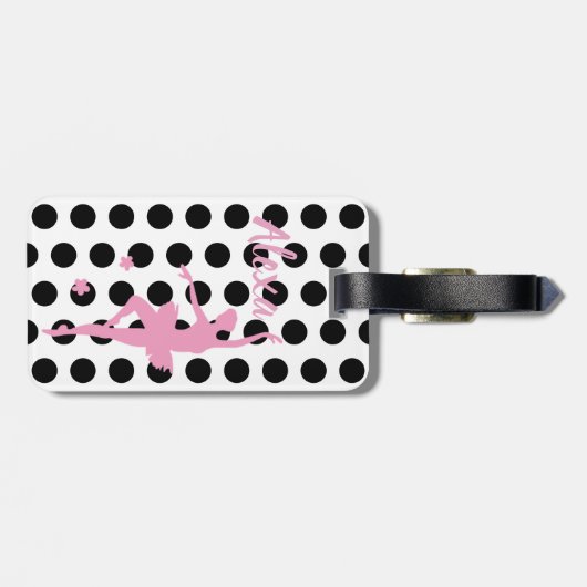 Personalisiertes Niedliches Rosa Kinder Ballerina Gepäckanhänger (Rückseite horizontal)