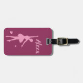 Personalisiertes Niedliches Rosa Kinder Ballerina Gepäckanhänger (Vorderseite horizontal)