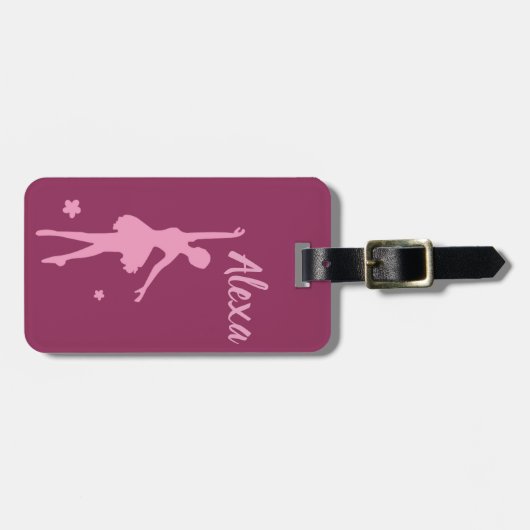 Personalisiertes Niedliches Rosa Kinder Ballerina  Gepäckanhänger (Vorderseite horizontal)