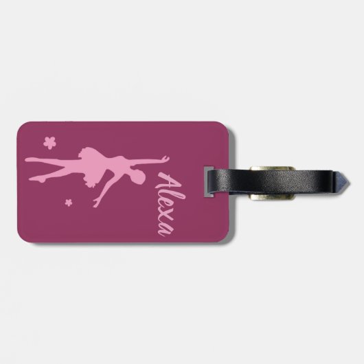 Personalisiertes Niedliches Rosa Kinder Ballerina Gepäckanhänger (Rückseite horizontal)