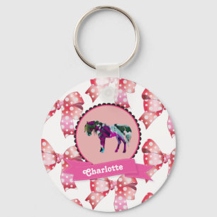 Personalisiertes niedliches rosa modernes Pony Schlüsselanhänger