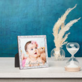 Personalisiertes niedliches Rosa und Grau Baby Fot Fotoplatte (InSitu)