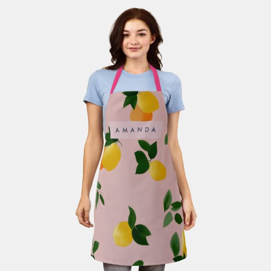 Personalisiertes Niedliches Rosa Zitronenfrüchte O Schürze (Getragen)
