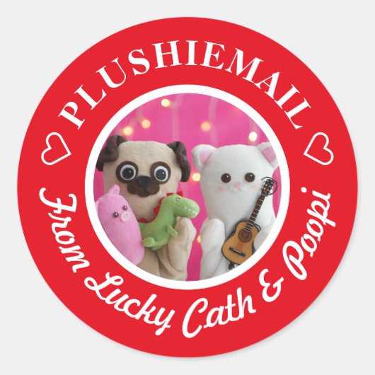 Personalisiertes Niedliches Rotes stylisches Foto Runder Aufkleber (Vorderseite)