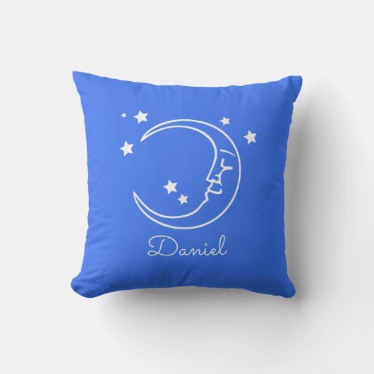 Personalisiertes Niedliches Royal Blue Moon Stars Kissen (Vorderseite)