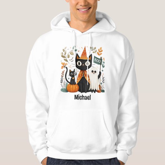 Personalisiertes Niedliches Schwarzes Katzen und G Hoodie (Vorderseite)
