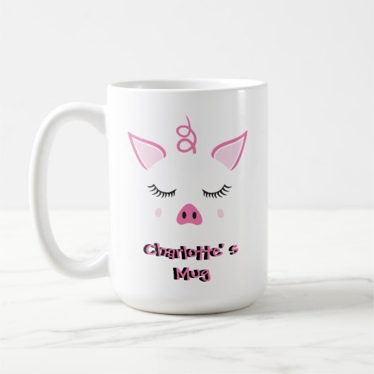 Personalisiertes Niedliches Schwein Kaffeetasse (Links)