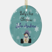 Personalisiertes Niedliches Snowman Baby's First C Keramik Ornament (Rechts)