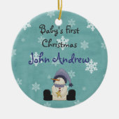 Personalisiertes Niedliches Snowman Baby's First C Keramik Ornament (Vorne)