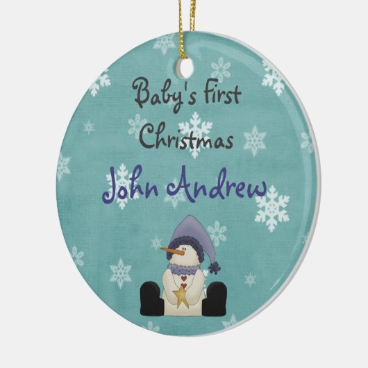 Personalisiertes Niedliches Snowman Baby's First C Keramik Ornament (Links)