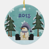 Personalisiertes Niedliches Snowman Baby's First C Keramik Ornament (Hinten)