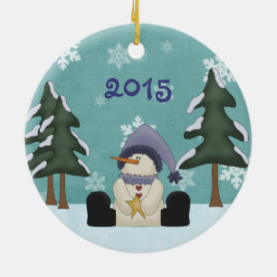 Personalisiertes Niedliches Snowman Baby's First C Keramik Ornament