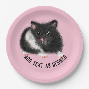 Personalisiertes Niedliches SYRIAN HAMSTER Schwarz Pappteller