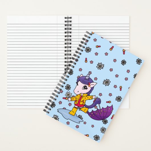 Personalisiertes Niedliches und einfaches Blue Flo Notizblock (Innen)