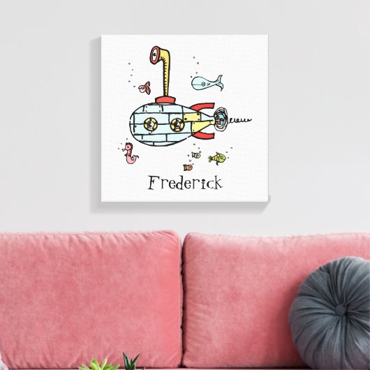 Personalisiertes Niedliches Unterseeboot Leinwanddruck (Insitu (Wohnzimmer))