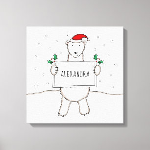 Personalisiertes Niedliches Weihnachtsbärengeschen Leinwanddruck