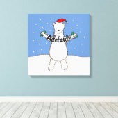 Personalisiertes Niedliches Weihnachtsbärengeschen Leinwanddruck (Insitu (Holzboden))
