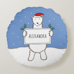 Personalisiertes Niedliches Weihnachtsbärenkissen Rundes Kissen