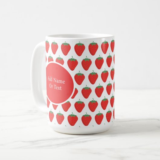 Personalisiertes Niedliches Weißes und Rotes Erdbe Kaffeetasse (Vorderseite Links)