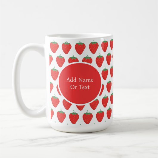 Personalisiertes Niedliches Weißes und Rotes Erdbe Kaffeetasse (Links)