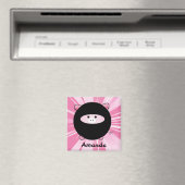 Personalisiertes Ninja Pig auf Pink Magnet (In Situ (Geschirrspüler))