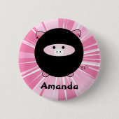 Personalisiertes Ninja Pig auf rosa Rundtaste Button (Vorderseite)