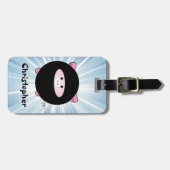 Personalisiertes Ninja Schwein auf Blau Gepäckanhänger (Vorderseite horizontal)