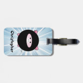 Personalisiertes Ninja Schwein auf Blau Gepäckanhänger (Rückseite horizontal)