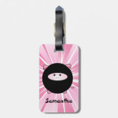Personalisiertes Ninja Schwein auf Rosa Gepäckanhänger (Rückseite vertikal)
