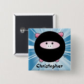 Personalisiertes Ninja-Schwein Button (Vorne & Hinten)