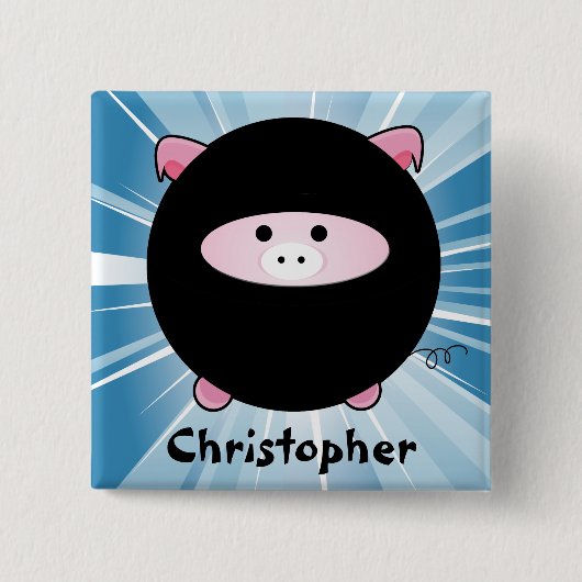 Personalisiertes Ninja-Schwein Button (Vorderseite)