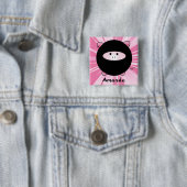 Personalisiertes Ninja-Schwein in Rosa Button (Beispiel)