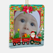 Personalisiertes North Pole Express Foto Weihnacht Keramikornament (Rechts)