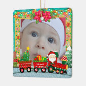 Personalisiertes North Pole Express Foto Weihnacht Keramikornament (Links)