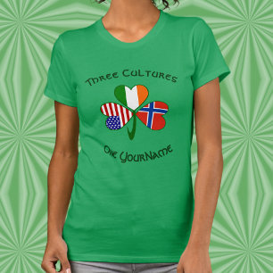 Personalisiertes Norwegen Irland USA Shamrock Dame T-Shirt