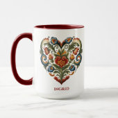 Personalisiertes Norwegisches Rosemaling Folkloreh Tasse (Links)