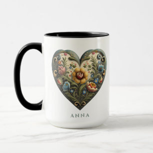 Personalisiertes Norwegisches Rosmarin Kunst Herz Tasse