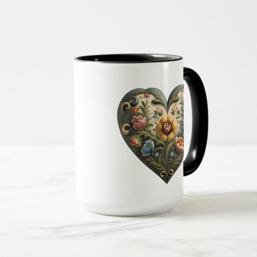 Personalisiertes Norwegisches Rosmarin Kunst Herz  Tasse (VorderseiteRechts)