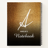 Personalisiertes Notebook aus Gold Glitzer Notizblock (Rückseite)