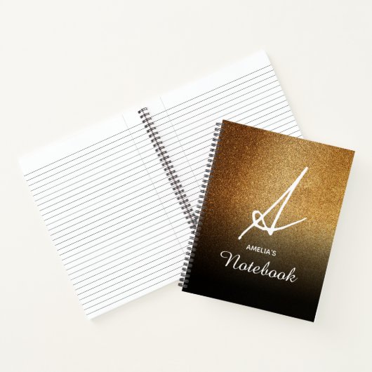 Personalisiertes Notebook aus Gold Glitzer Notizblock (Innenseite)
