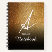 Personalisiertes Notebook aus Gold Glitzer Notizblock (Vorderseite)