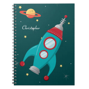 Personalisiertes Notebook für die Weltraumrakete Notizblock