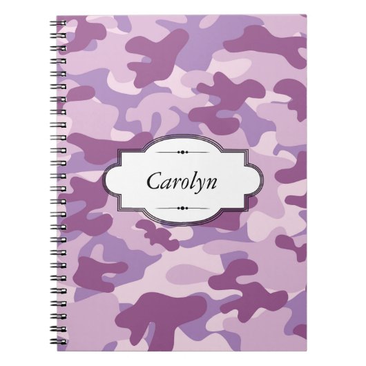 Personalisiertes Notebook für lila Camouflage Notizblock (Vorderseite)