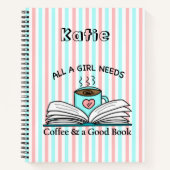 Personalisiertes Notebook | Kaffee und gutes Buch (Vorderseite)