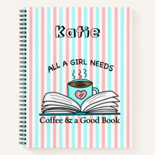 Personalisiertes Notebook Kaffee und gutes Buch
