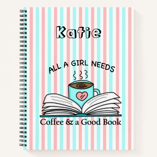 Personalisiertes Notebook | Kaffee und gutes Buch (Vorderseite)
